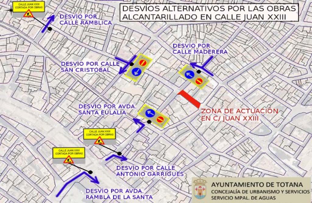 El ayuntamiento informa de que el dia 25 se cortara al trfico la Calle Juan XXIII por ejecucion de obras.