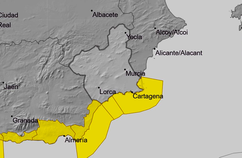 Se mantiene el aviso de nivel amarillo por vientos en el Valle del Guadalentín 